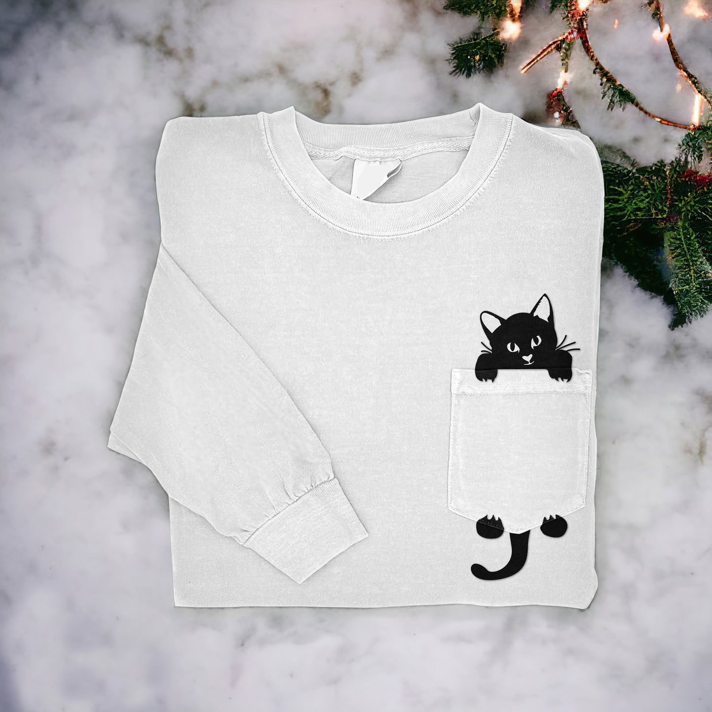 Funny Black Cat Art Women's Cozy Pocket T-Shirt elevenforest