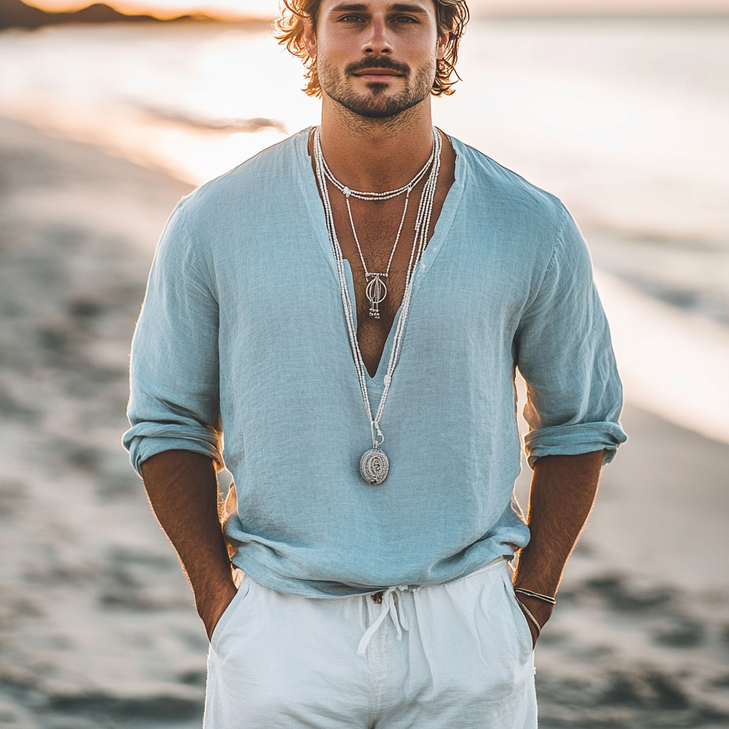 Men's Casual Fashion Solid Color Cotton And Linen Basic Shirt artswardrobe