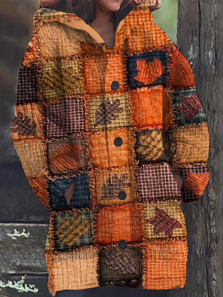 Women's Maple Leaf Pumpkin Fall Winter Sweater Cardigan artswardrobe