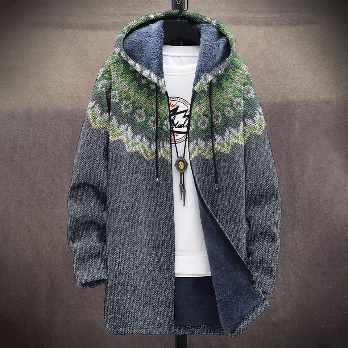 Men's Vintage Knitted Jacquard Pattern Cozy Cardigan Sweater elevenforest