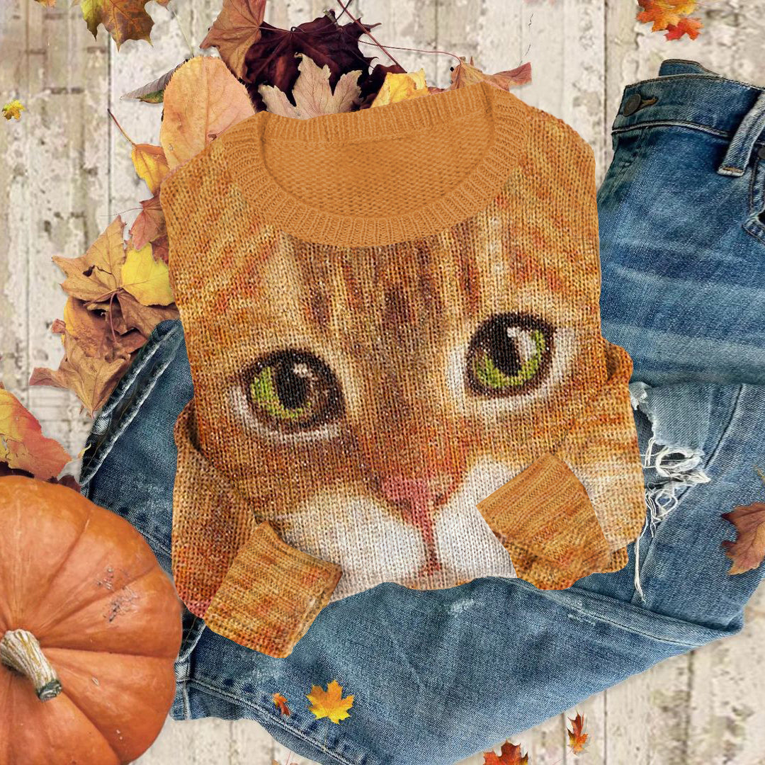 Vintage Cute Cats Fall Cozy Sweater elevenforest