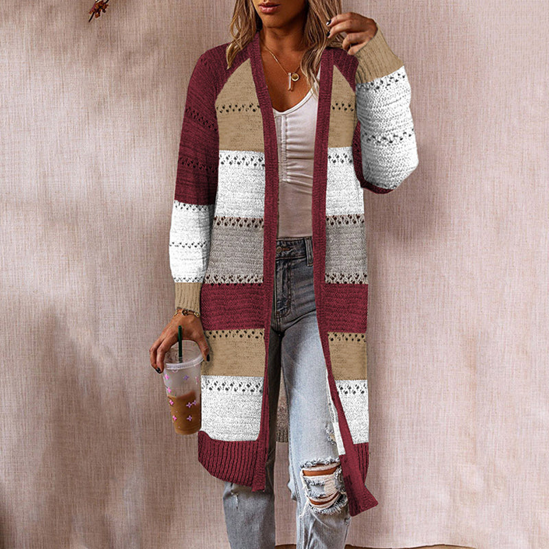 Vintage Contrast Cutout Sweater Cardigan elevenforest