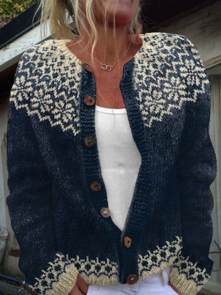 Vintage Jacquard Cozy Knit Cardigan artswardrobe