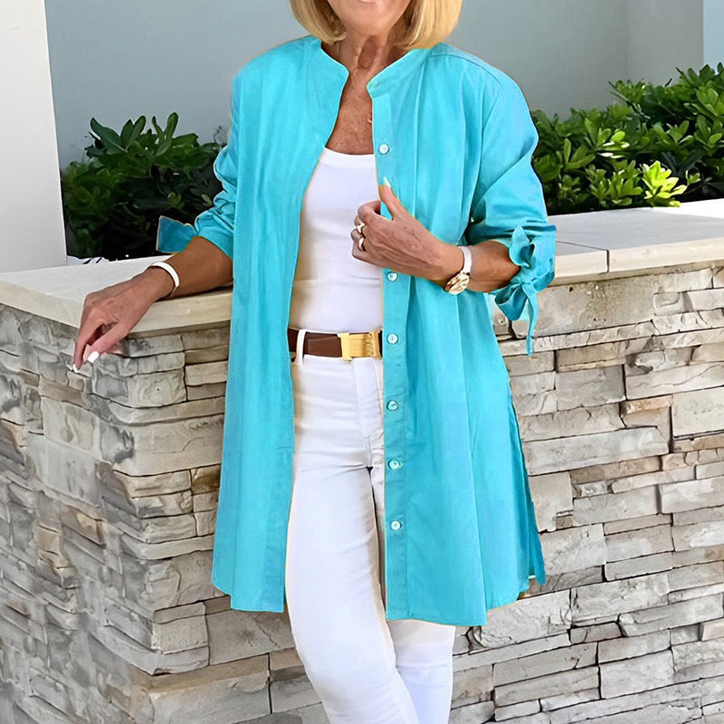 Comstylish Solid Color Simple Linen Blend Shirt