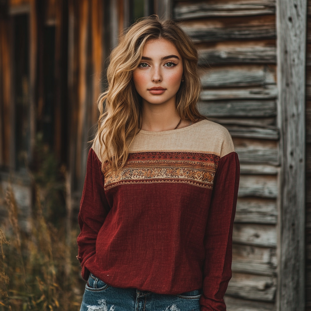 Retro Bohemian Tribal Art Embroidery Print Cotton And Linen Loose Shirt artswardrobe