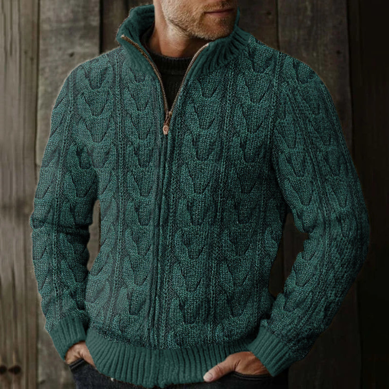 Men's Vintage Fairman Island Knitted Pattern Zip Sweater artswardrobe