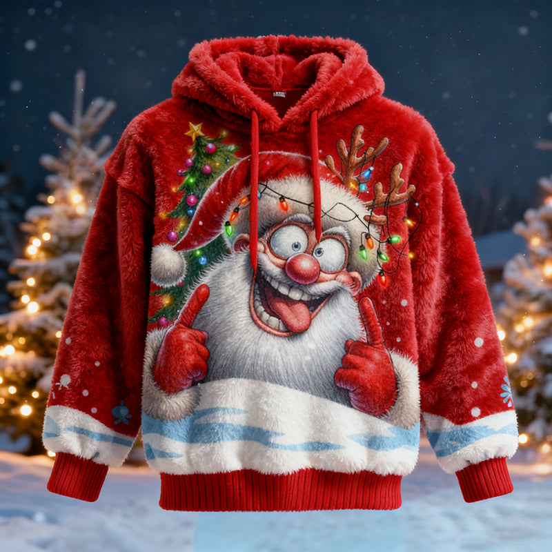 Comstylish Men's Viking Santa Claus Fun Comfortable Plush Hoodie