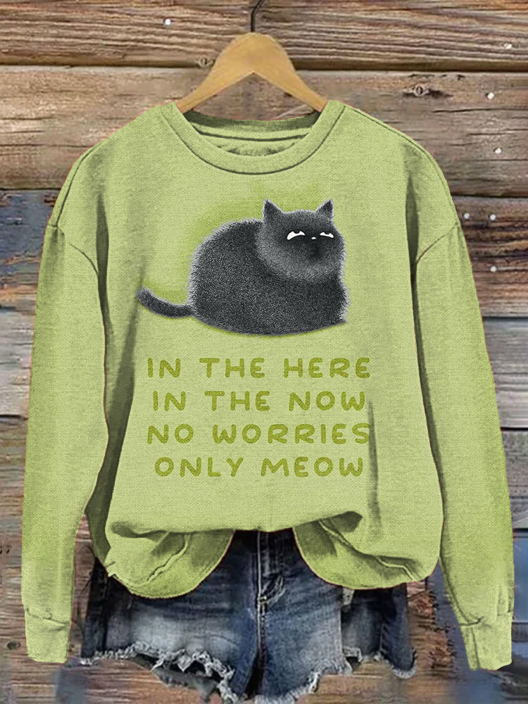 Women's Cute Cat Art Print Sweatshirt elevenforest