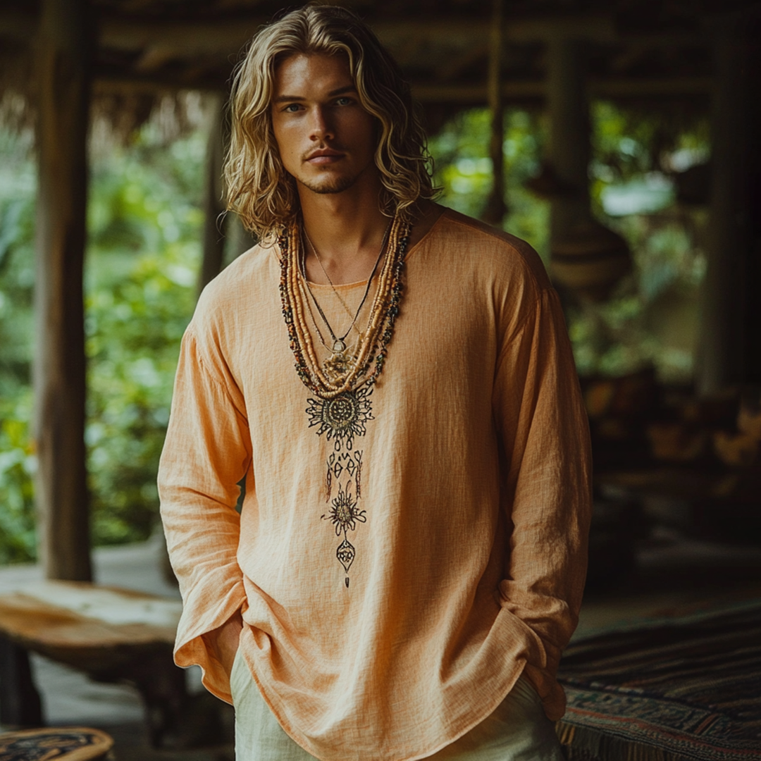 Vintage Classy Bohemian Holiday Style Art Linen Tops artswardrobe