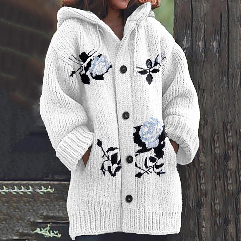 Vintage Floral Star Pattern Women's Cardigan Sweater elevenforest