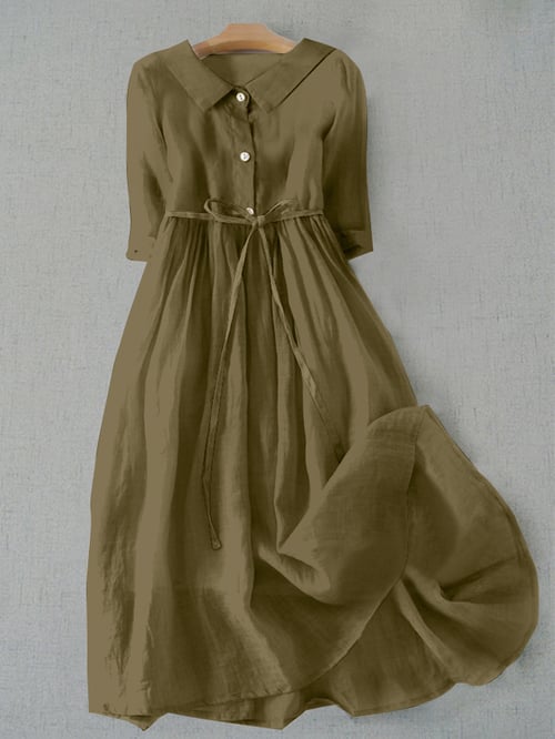 ER | Abito letterario in cotone tinta unita