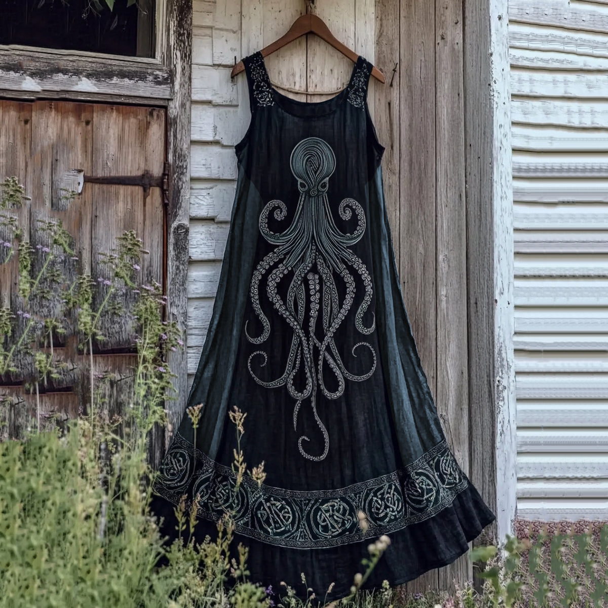 Vintage Viking Cthulu Celtic Art Linen Tank Dress artswardrobe