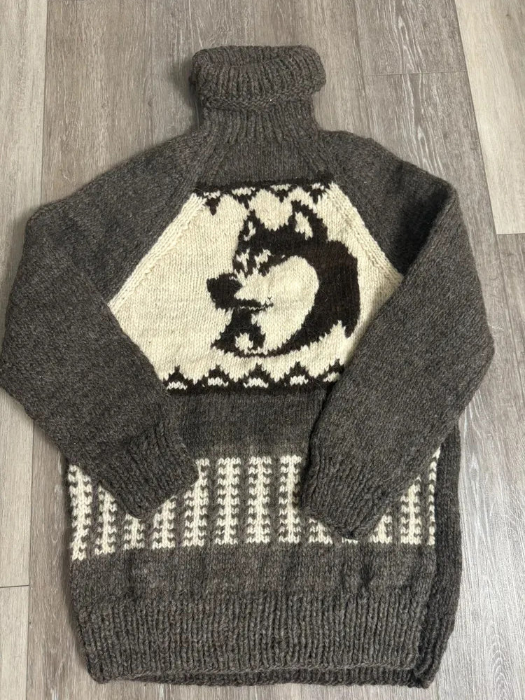 Husky Dog Knit Men's Turtleneck Sweater elevenforest