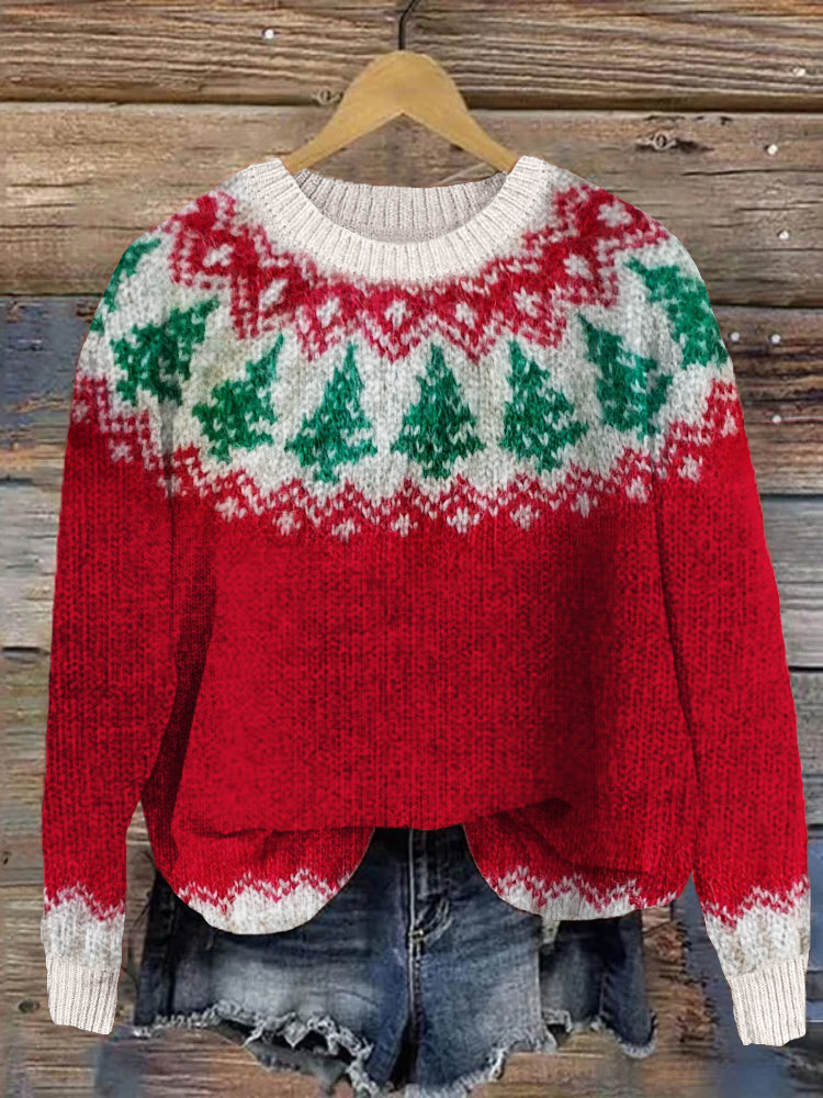 Christmas Inspired Cozy Knit Yoke Sweater artswardrobe