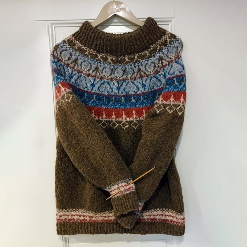 Vintage Iceland Pattern Warm Comfy Cozy Long Sleeve Sweater elevenforest