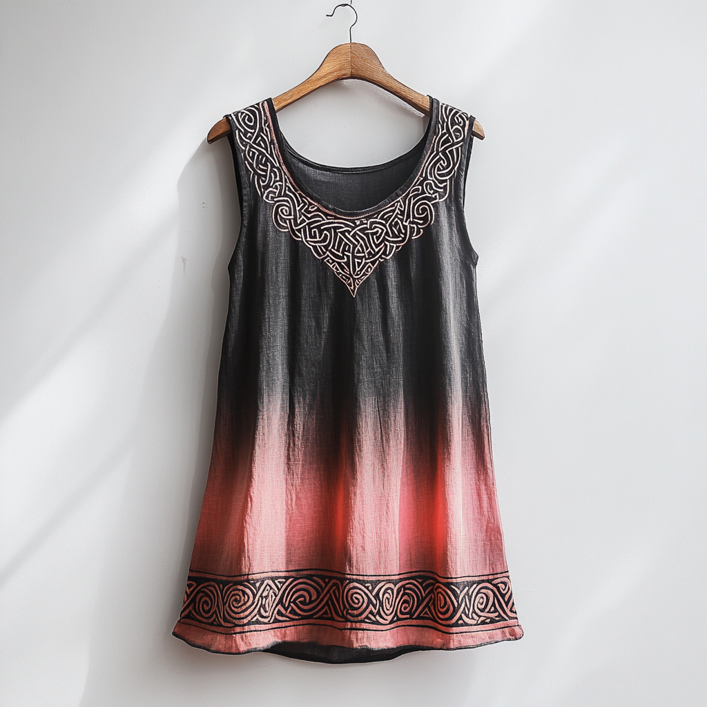 Women's Viking Celtic Knot Pattern Art Linen Sleeveless Top artswardrobe