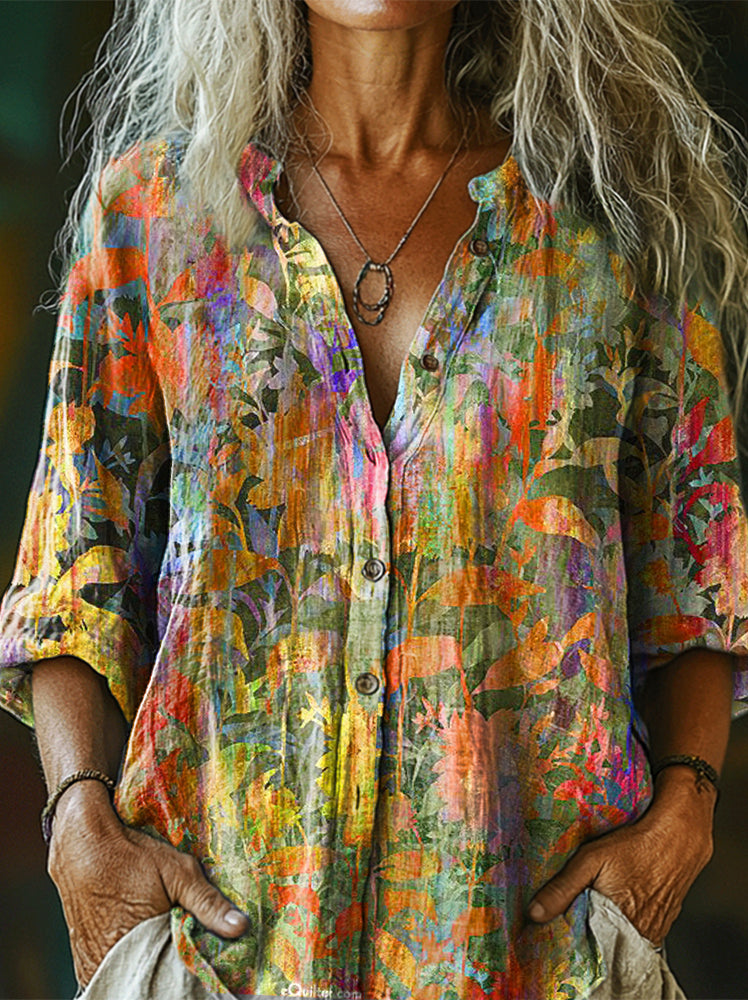 Women's Art Painting Hippie Print Long Sleeve Shirt