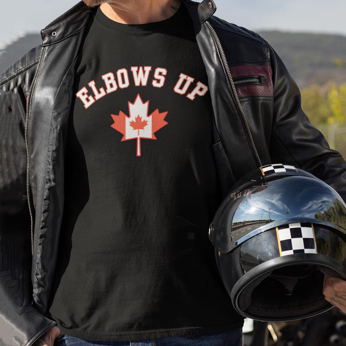 Men's Elbows Up Canada! Canadian Strong Show Your Spirit With This Varsity-inspired Art Print Casual Short Sleeve T-shirt elevenforest