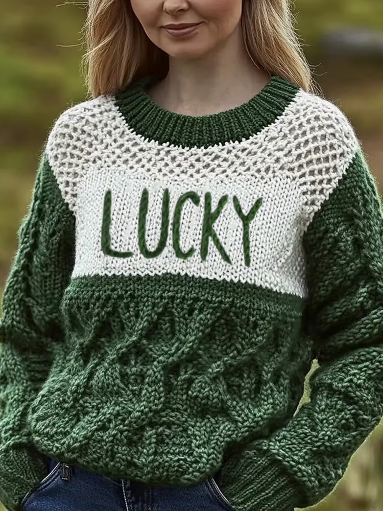 Women's Retro St. Patrick's Day Knitted Sweater elevenforest