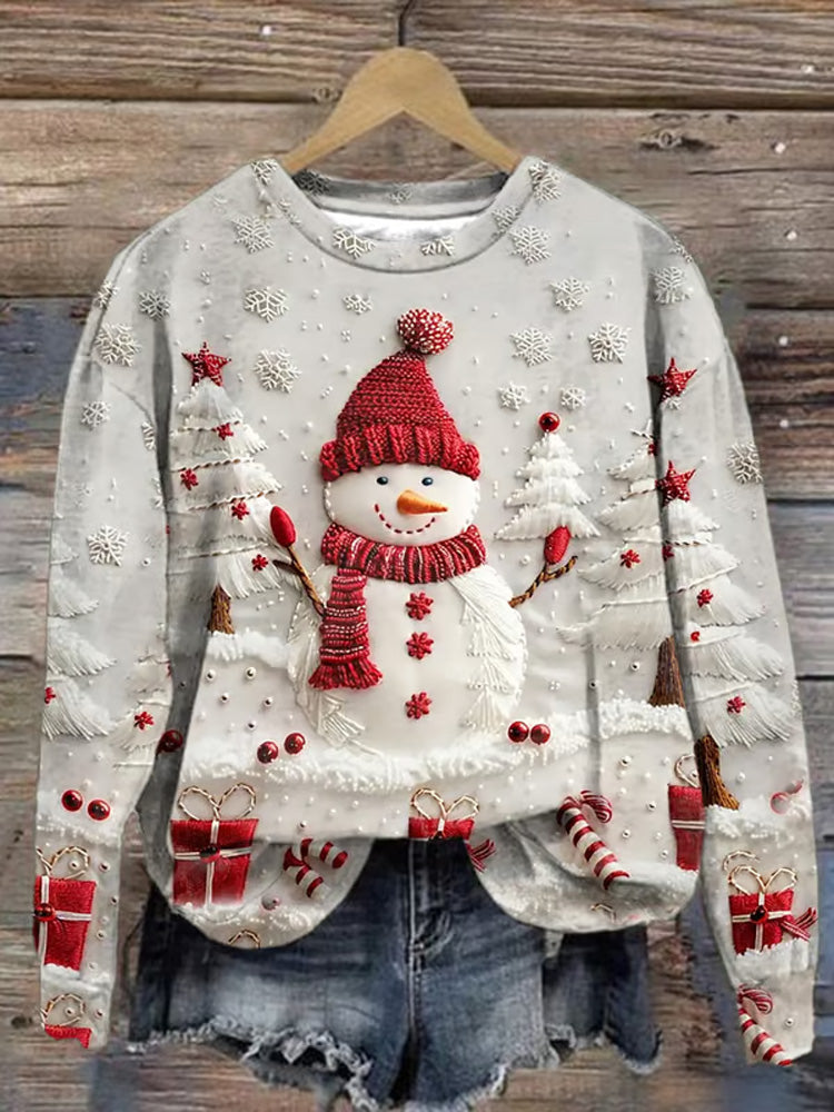 Comstylish Women's Christmas Long Sleeve Crew Neck Sweatshirt