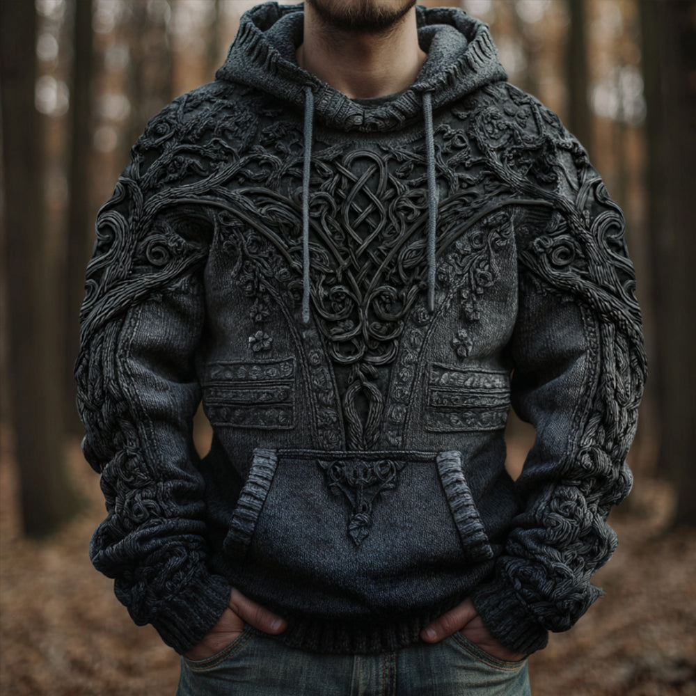 Men's Viking-style Celtic Knot Hooded Sweater artswardrobe