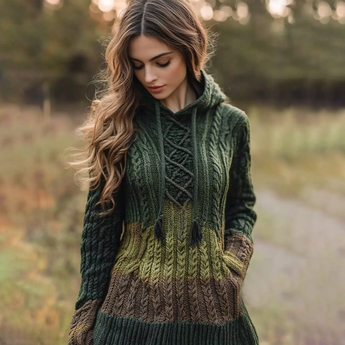 Women's Gradient Celtic Knot Cozy Hooded Sweater artswardrobe