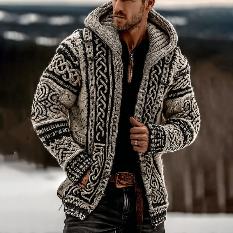 Men's Viking Celtic Knot Button Cozy Cardigan Sweater artswardrobe