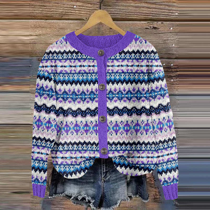 Vintage Icelandic Geometric Knit Thermal Sweater artswardrobe