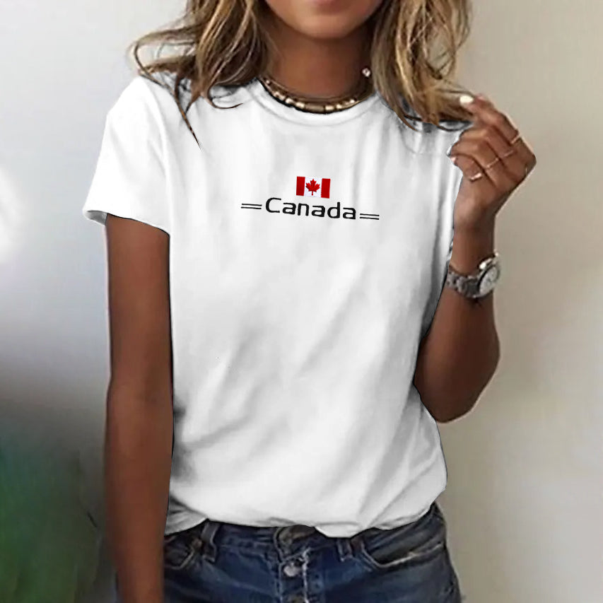 Women's Canada Maple Leaf Flag Short Sleeve T-shirt elevenforest