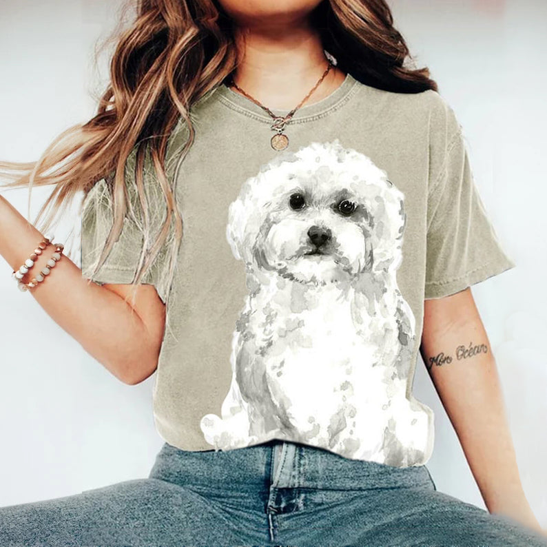 Comstylish Women'S Cute Puppy Dogs Print Short Sleeve T-Shirt