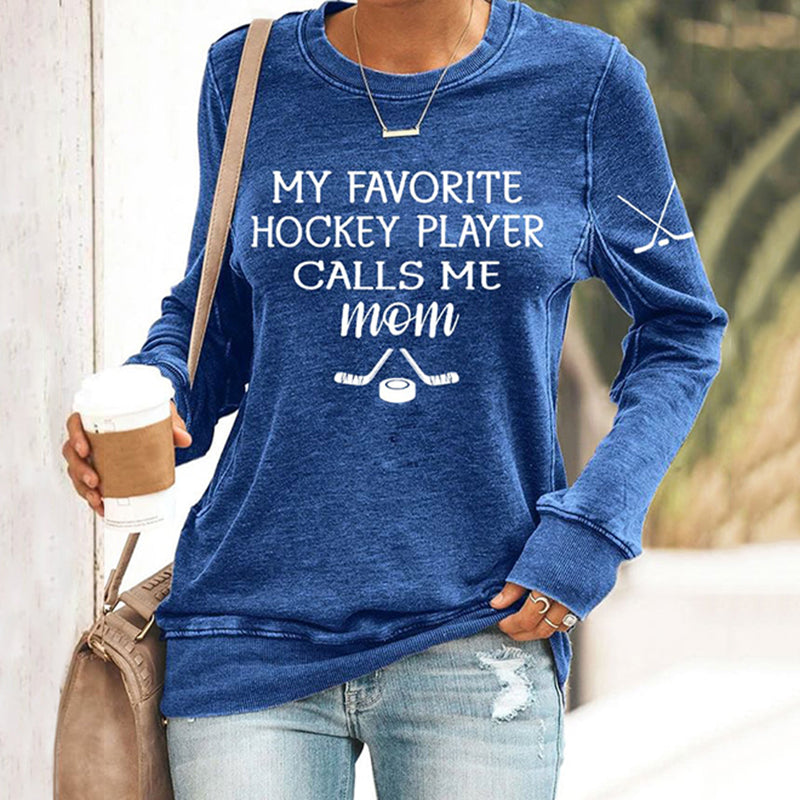 Comstylish Women's My Favourite Hockey Player Calls Me Mom Printed Casual Sweatshirt
