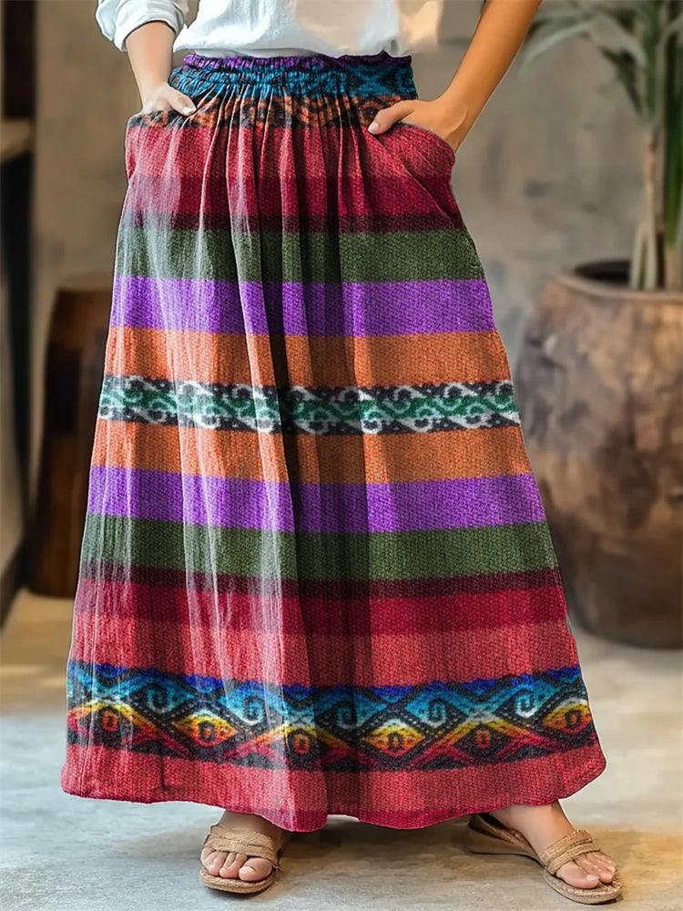 Colorful Kenya Style Print Women's Cotton Skirt artswardrobe