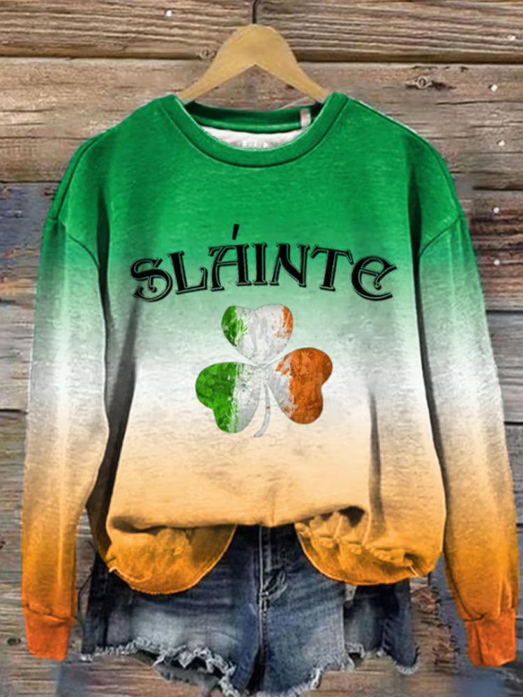 Comstylish Women's St. Patrick's Day Slainte Irish Print Sweatshirt