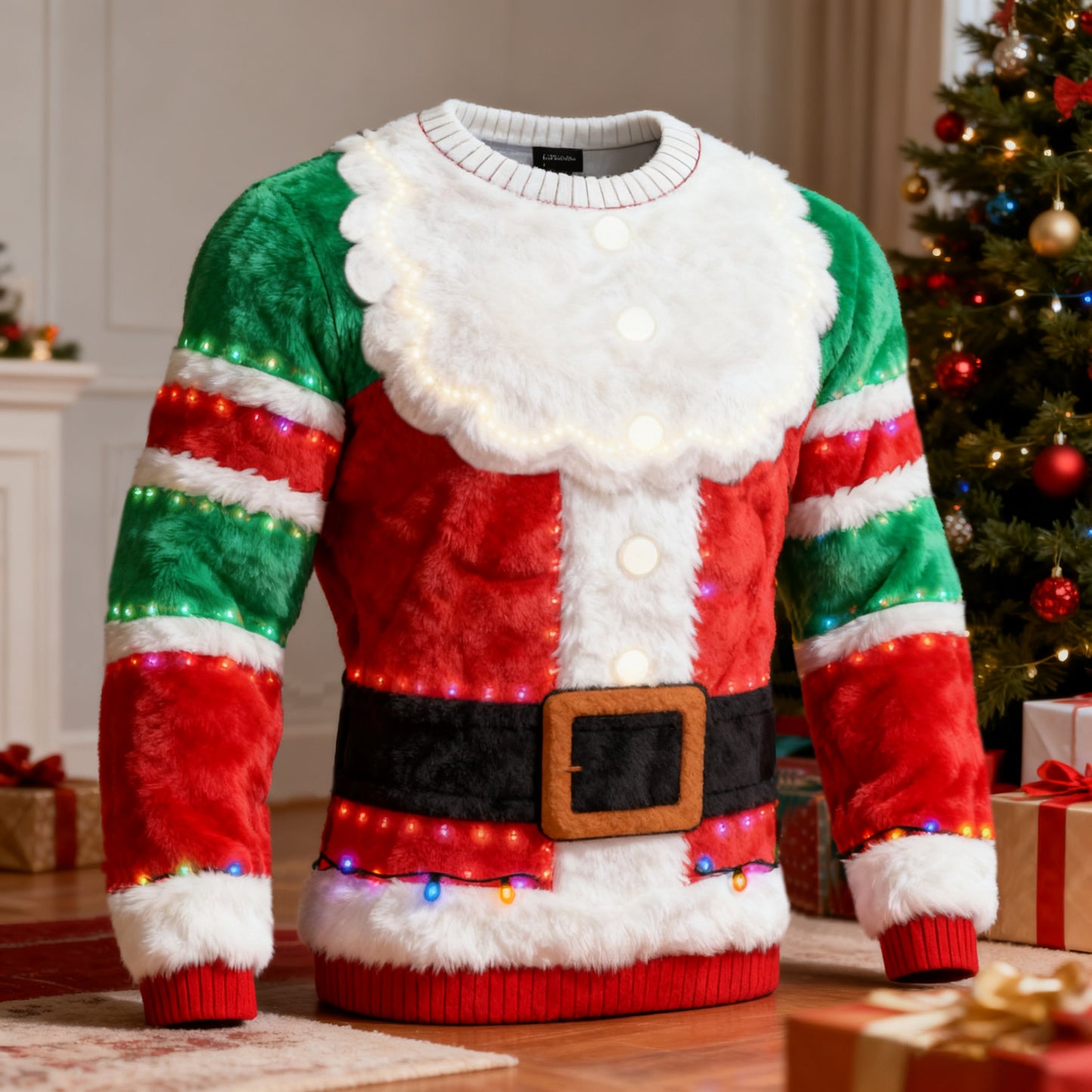 Comstylish Men's Funny Christmas Pattern Long Sleeve Flannel Sweatshirt
