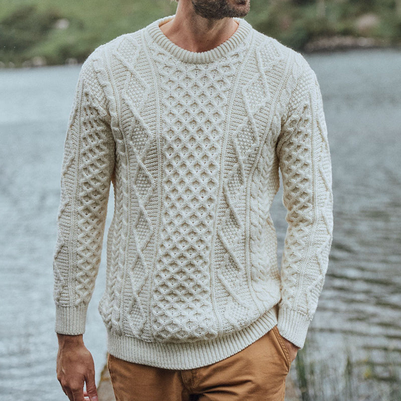 Mens Vintage Fair Isle Jacquard Weave Knitted Cozy Sweater elevenforest