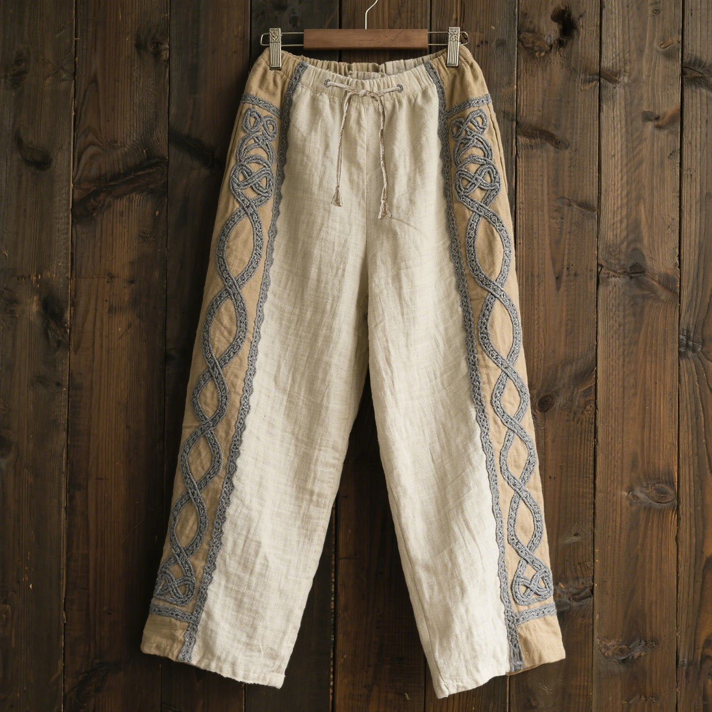 Women's Celtic Knot Embroidery Lace Art Comfort Casual Pants artswardrobe