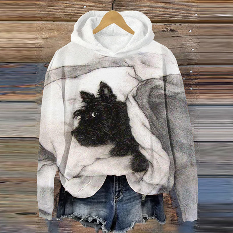 Comstylish Dog Print Long Sleeve Hoodie