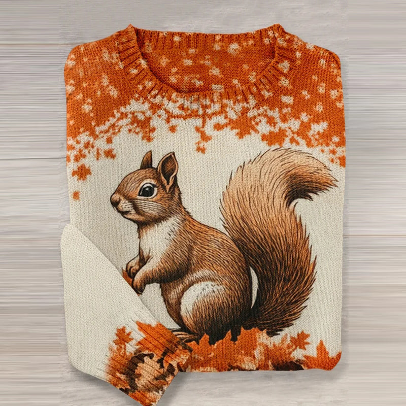 Vintage Squirrels Art Pattern Knit Cozy Sweater artswardrobe
