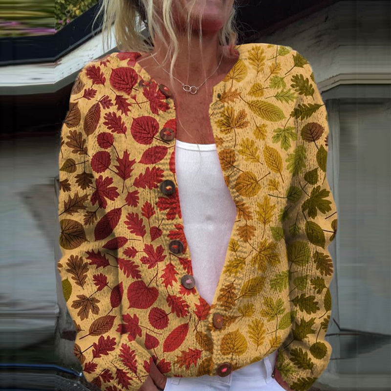 Vintage Gradient Fall Maple Leaf Pattern Cozy Casual Sweater artswardrobe