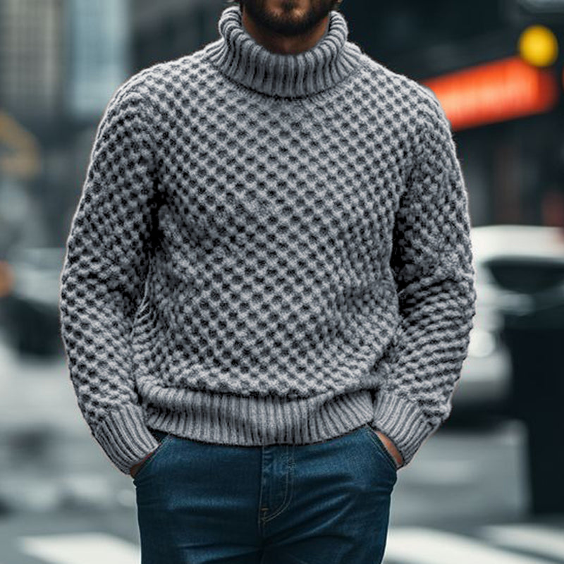 Men's Vingate Chunky Knitting Jacquard Turtleneck Sweater elevenforest