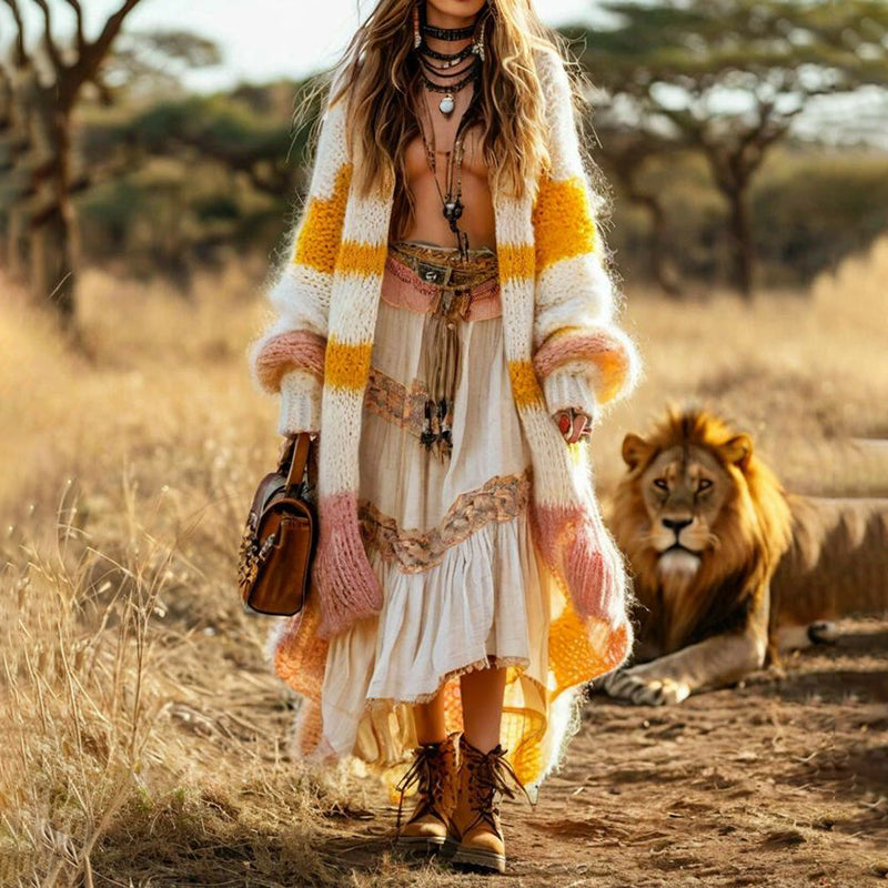 Women's Patchwork Pattern Print Cardigan elevenforest