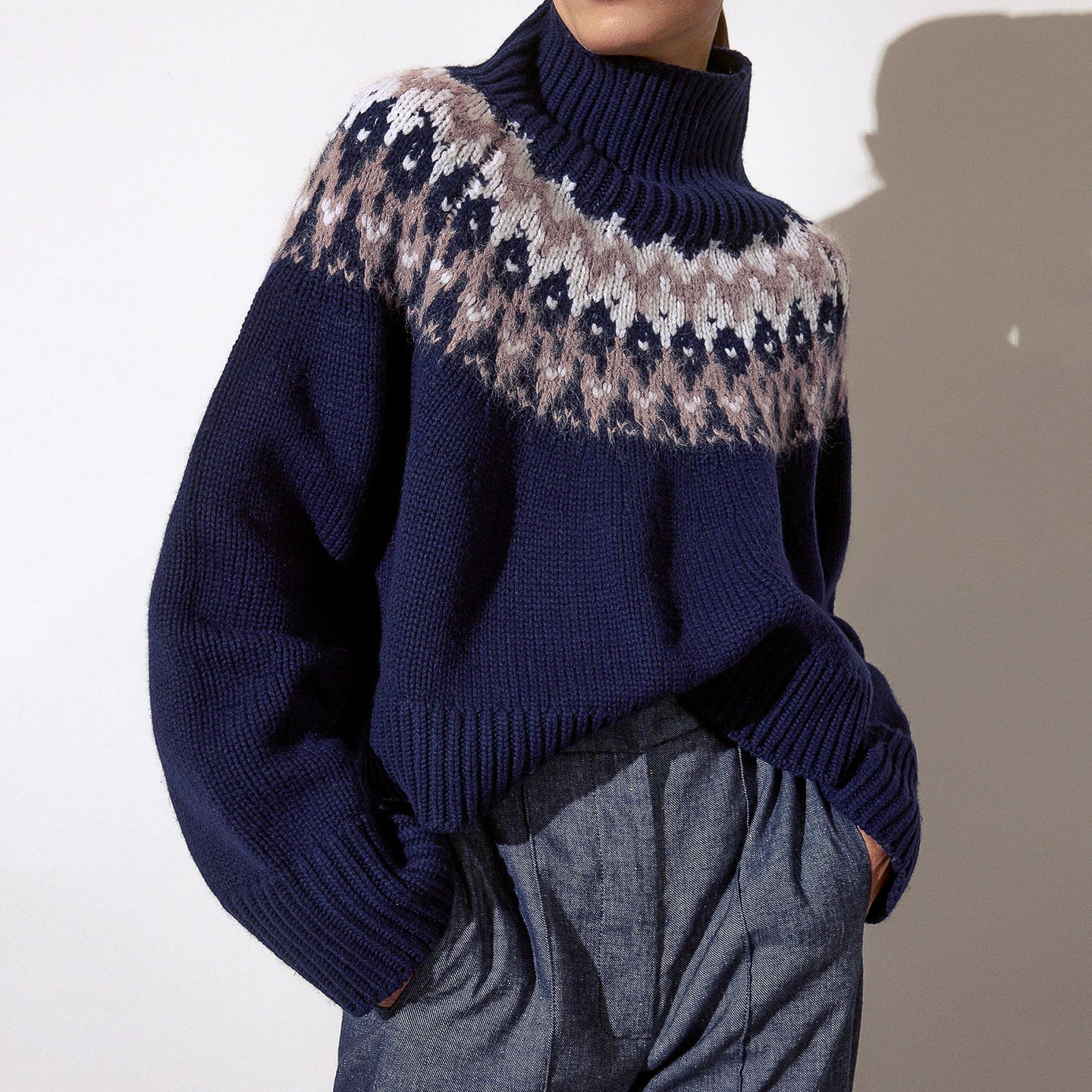 Vintage Icelandic Knit Women's Turtleneck Sweater artswardrobe