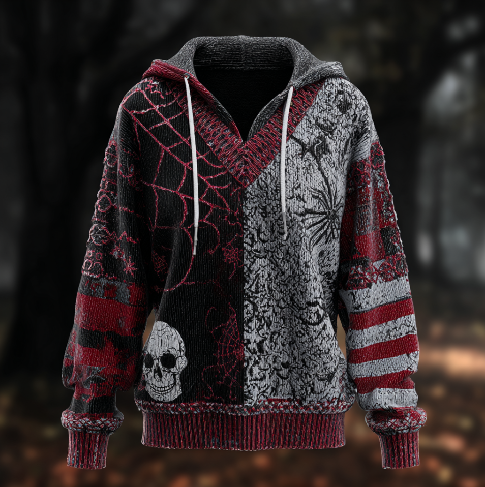 Halloween-themed Gothic-style Woman's Hooded Sweater artswardrobe