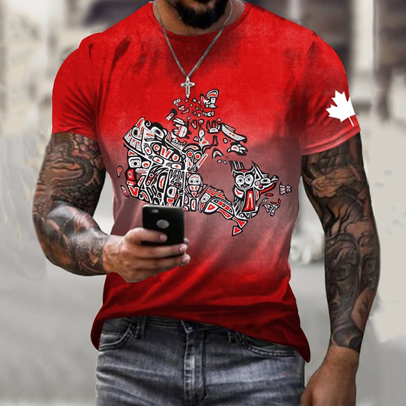 Men's Canadian Aboriginal Our Home On Native Land Print Short Sleeve T-shirt elevenforest