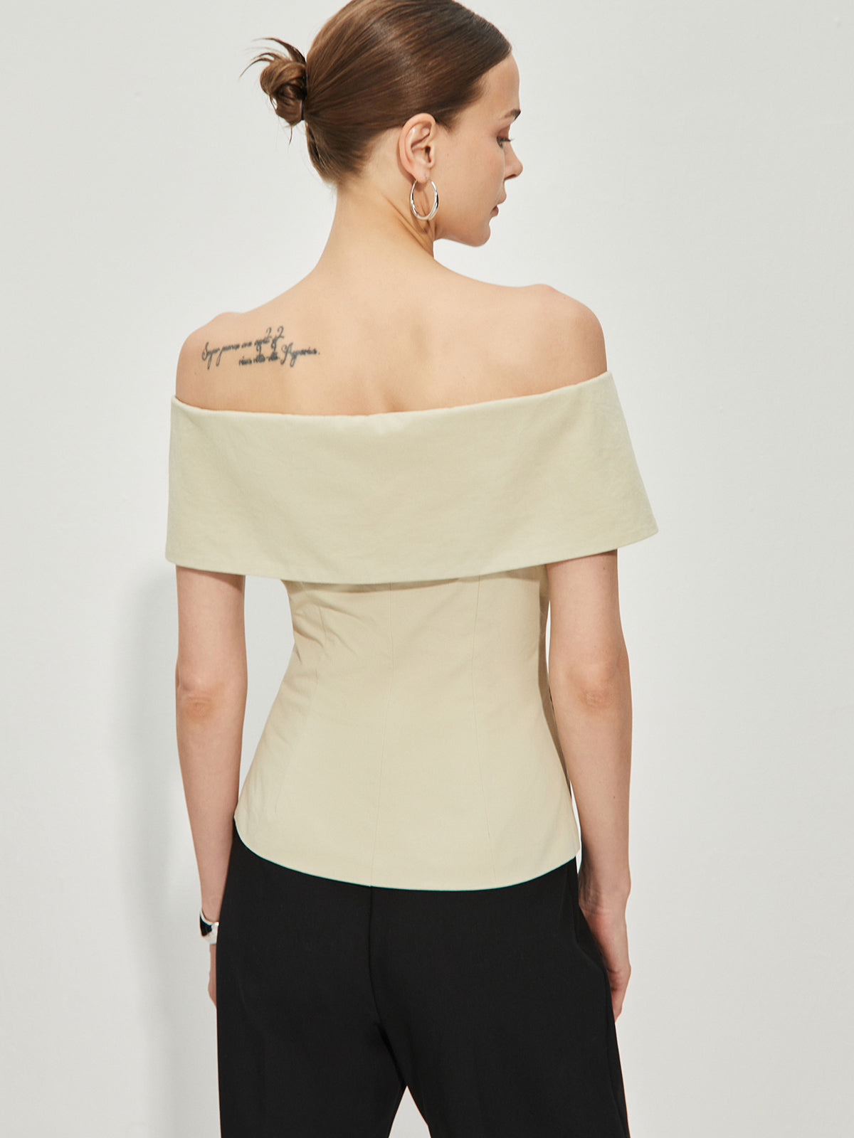 LP | Blazer Épaule Nue Ajusté à Motifs Patchwork