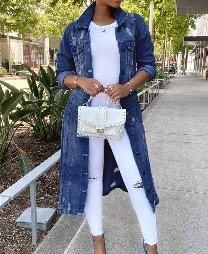 LP | Giacca di jeans lunga da donna