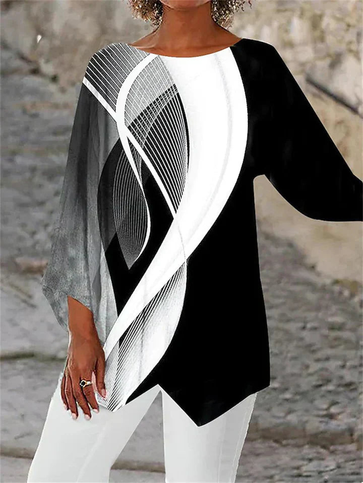 LP | Elegante blusa a maniche lunghe con stampa geometrica