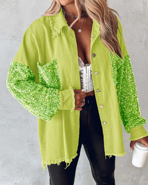 LP | cappotto a contrasto con paillettes per la primavera