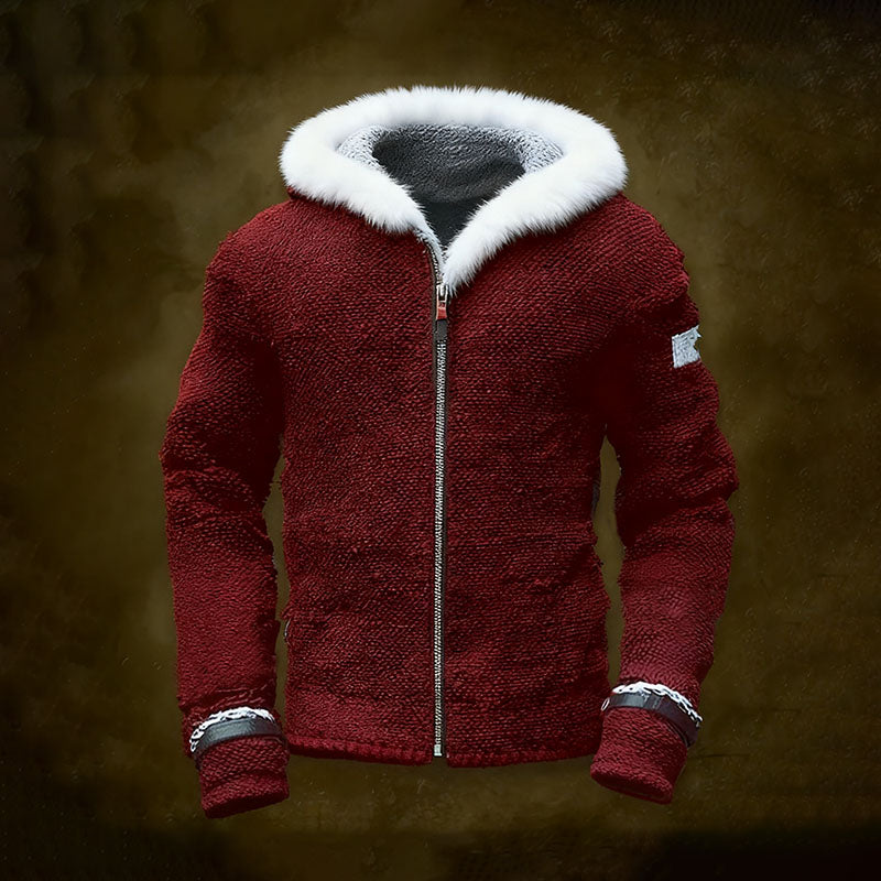 Men's Christmas Holiday Party Classic Fur Collar Hoodie artswardrobe