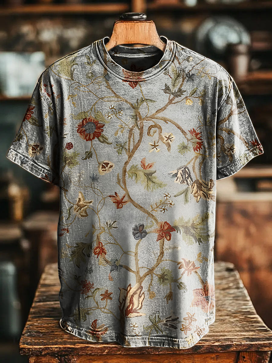 Vintage Flowers pattern Art Print Casual T-shirt For Men And Women